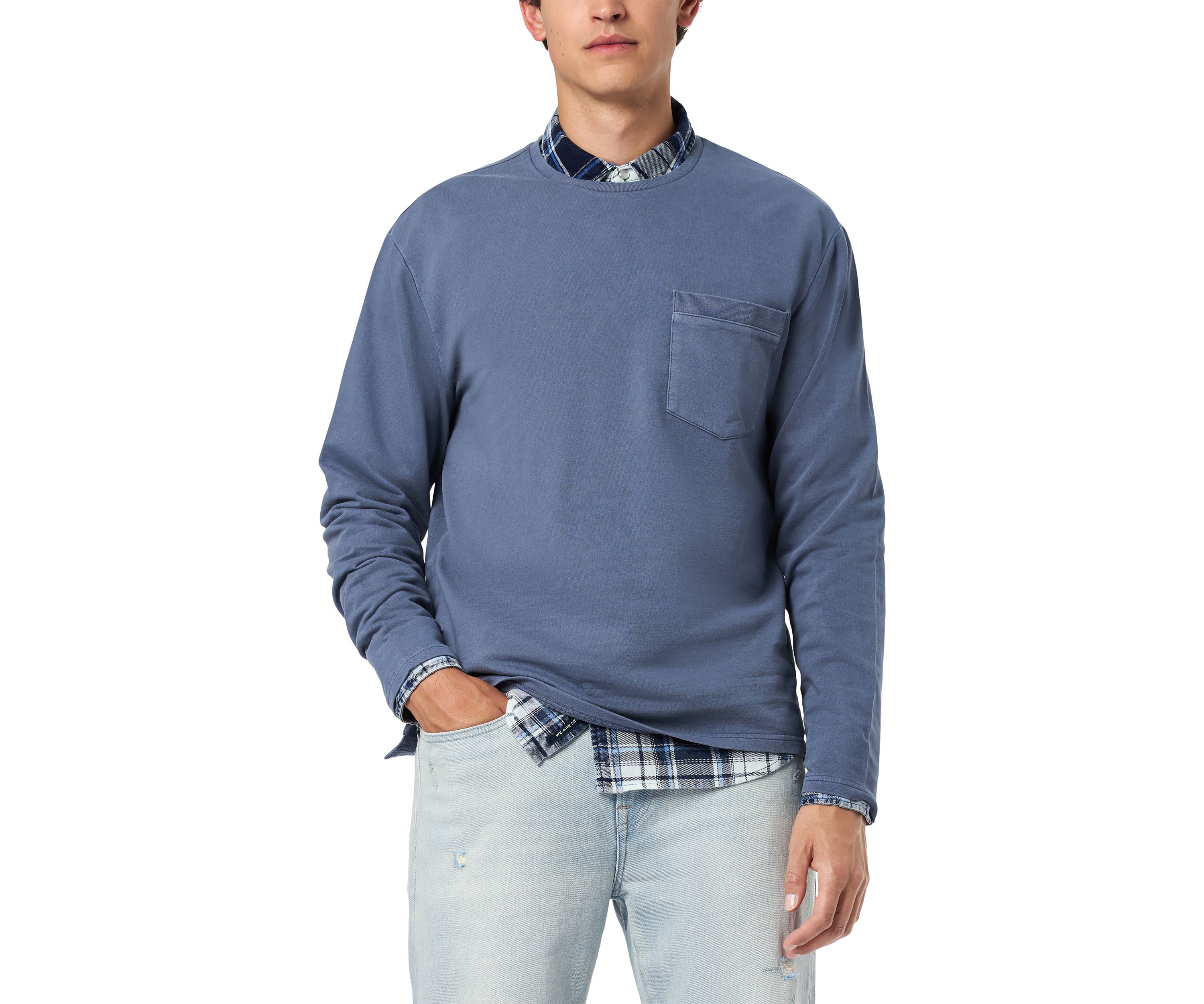 Mens Kade Long Sleeve Relaxed Pocket Top, Black