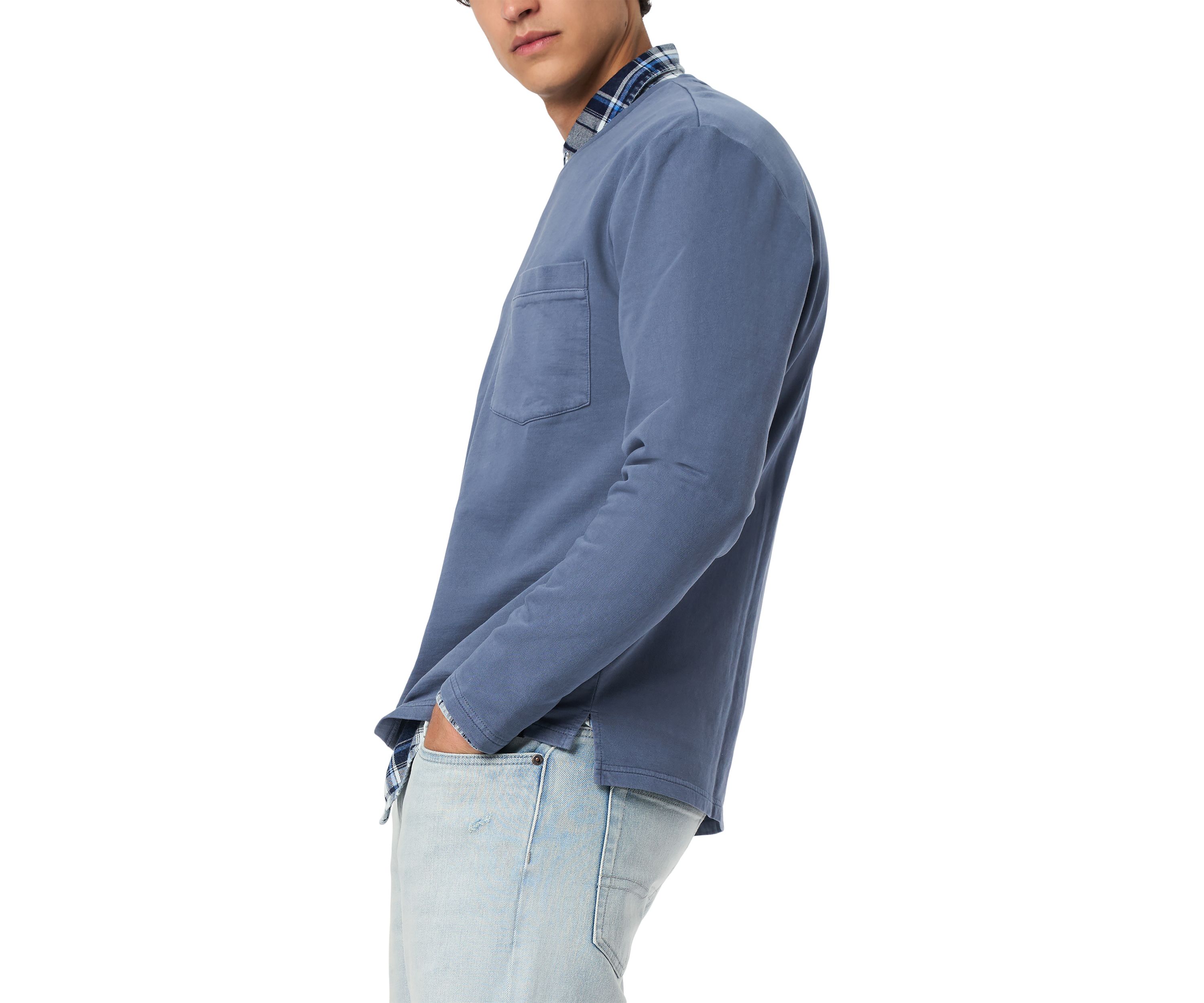 Mens Kade Long Sleeve Relaxed Pocket Top, Black