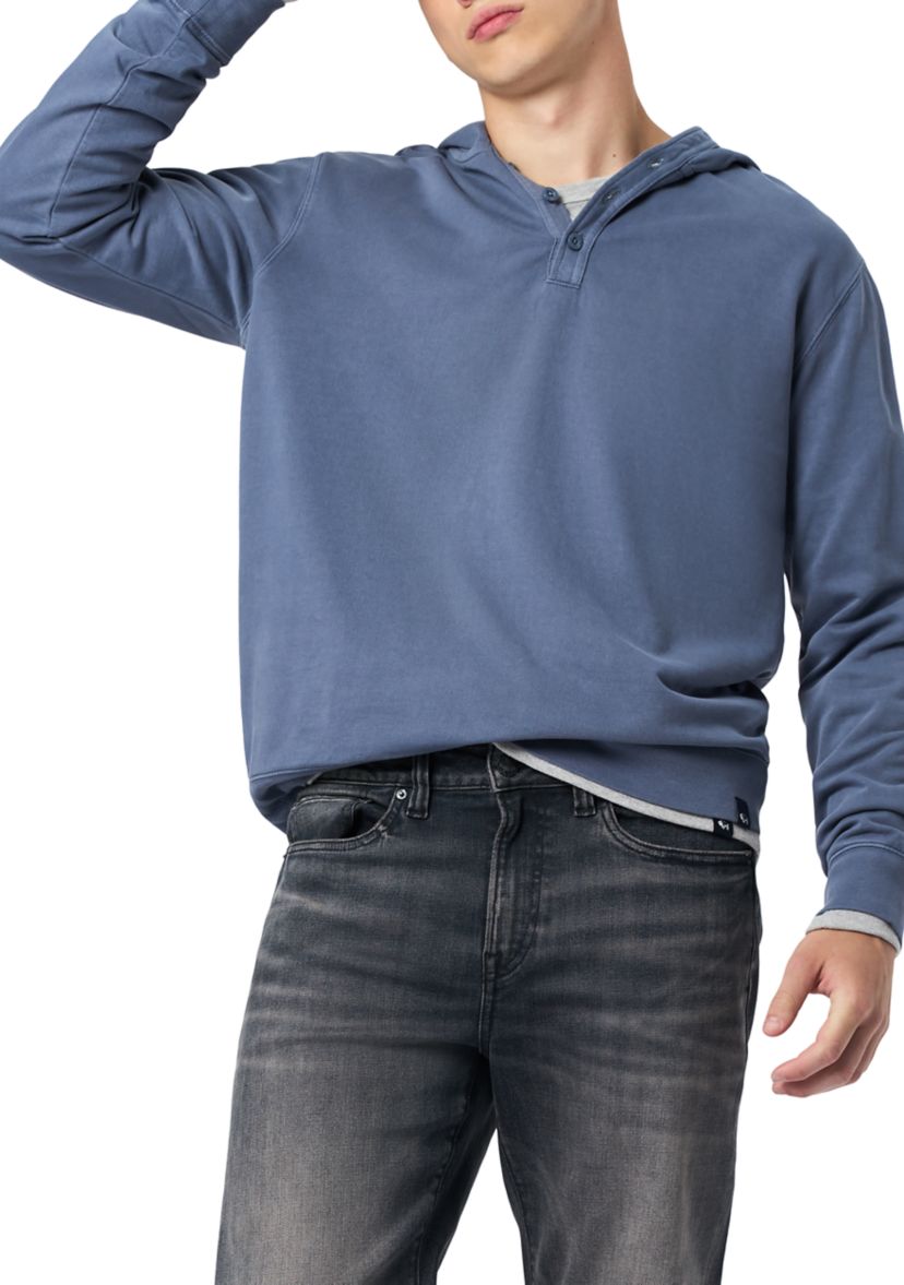 Mens Kaye Relaxed Pullover Hoodie, Dark Forest