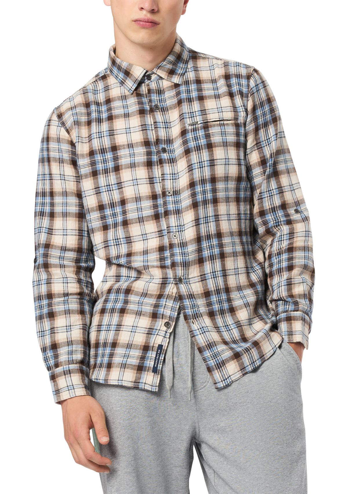 Mens Simbio Long-Sleeve Plaid Shirt, Woodsmoke