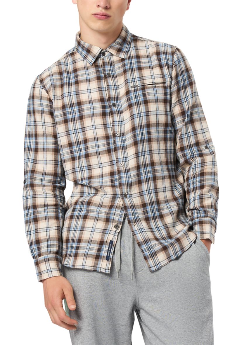 Mens Simbio Long-Sleeve Plaid Shirt, Woodsmoke