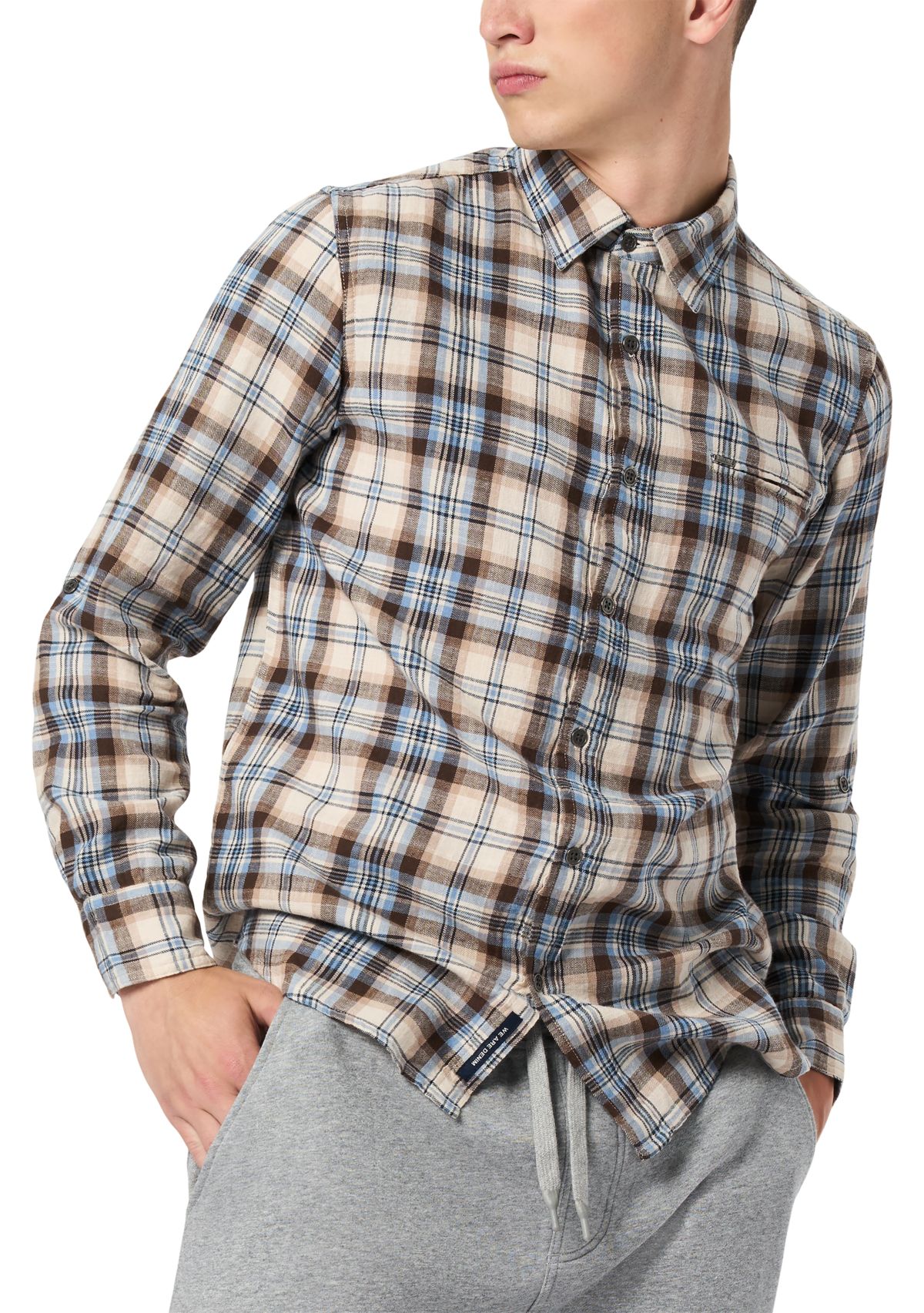 Mens Simbio Long-Sleeve Plaid Shirt, Woodsmoke
