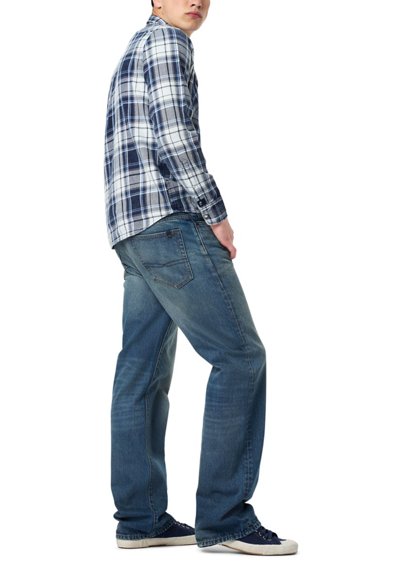 Mens Sierra Long-Sleeve Plaid Shirt, Midnight Blue