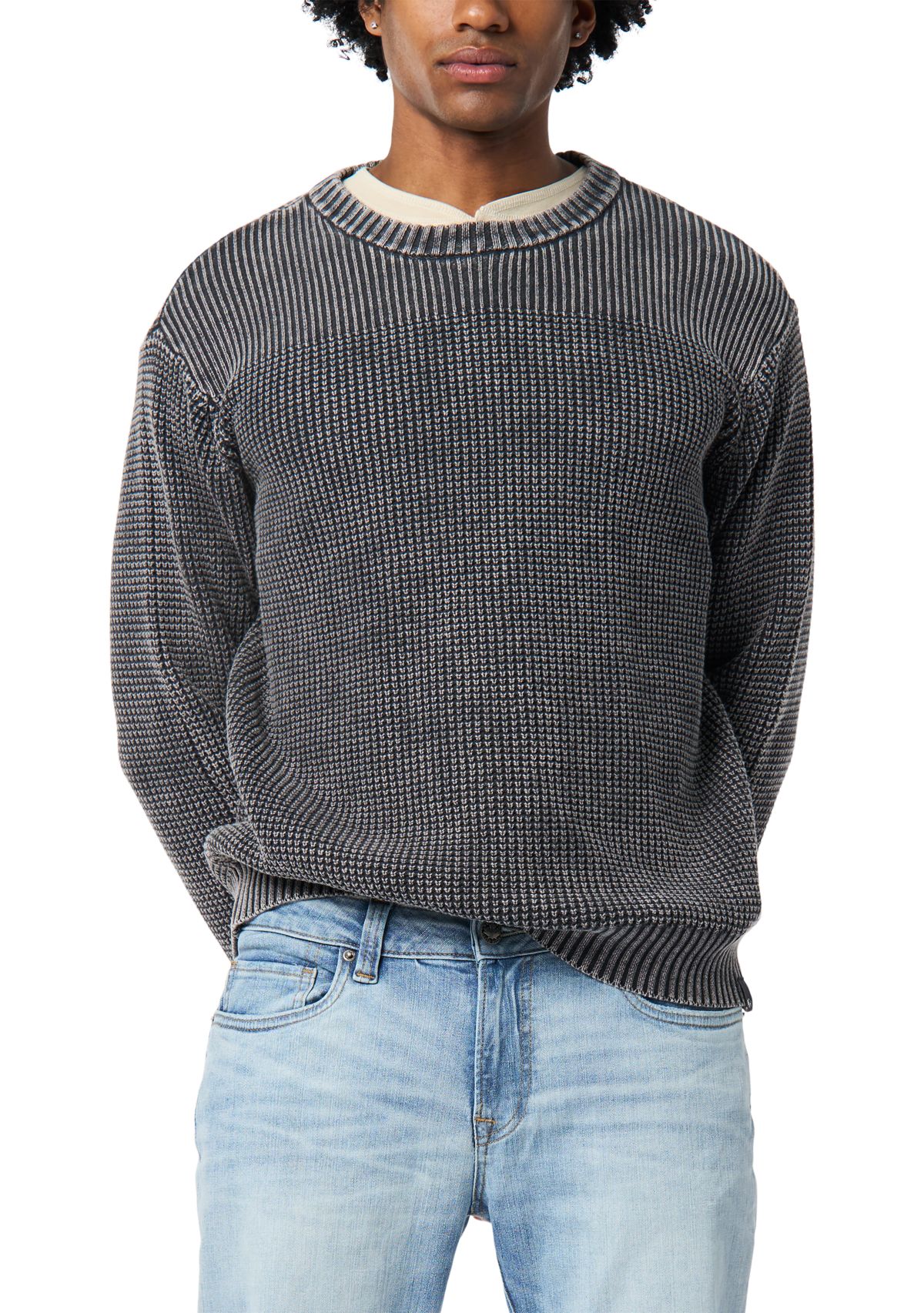 Mens Washy Textured Solid Sweater 