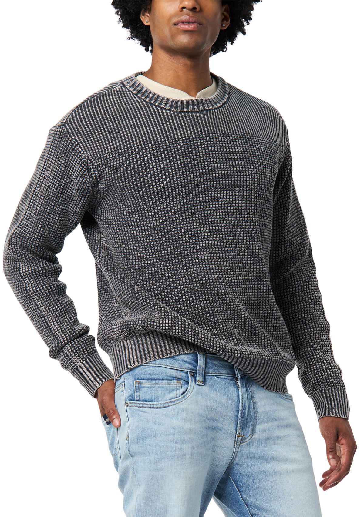 Mens Washy Textured Solid Sweater 
