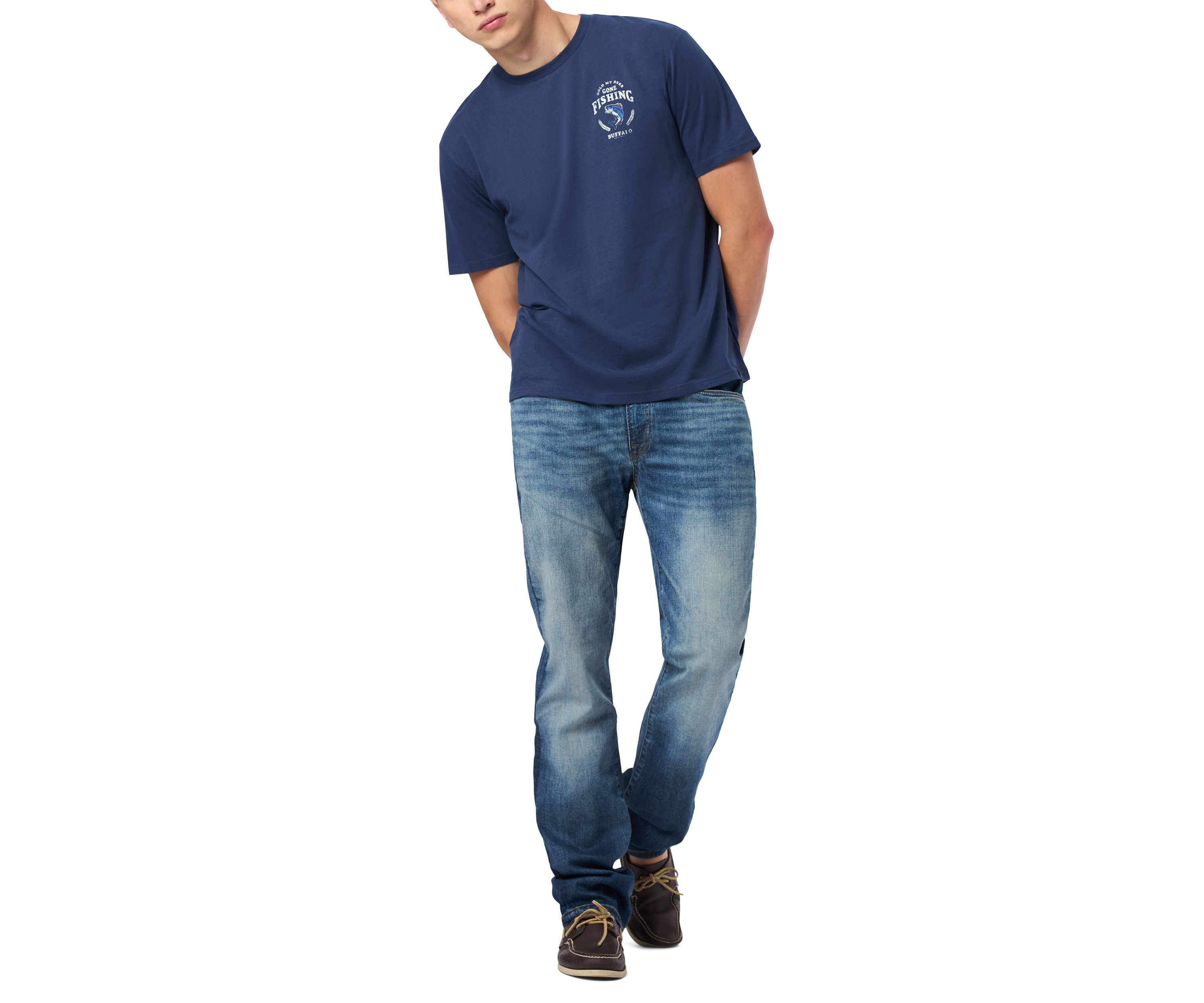 Mens Tiernan Graphic T-Shirt with Beer and Fishing Print, Whale
