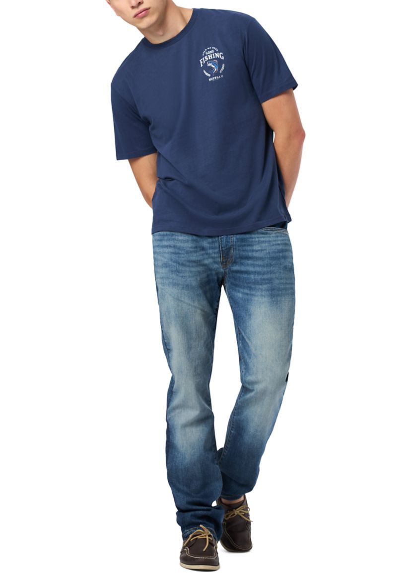 Mens Tiernan Graphic T-Shirt with Beer and Fishing Print, Whale