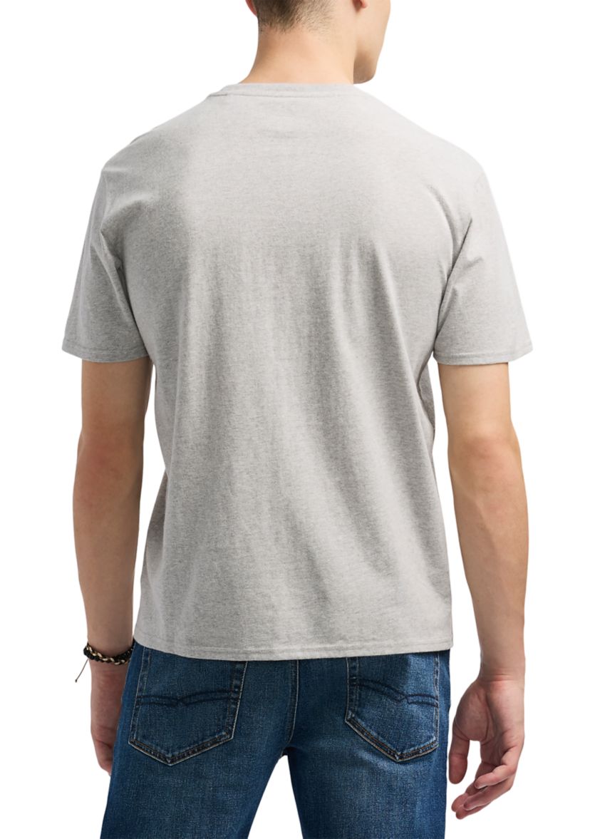 Mens Tavis Graphic T-Shirt with Curveballs n Old Ones Print, Heather Grey
