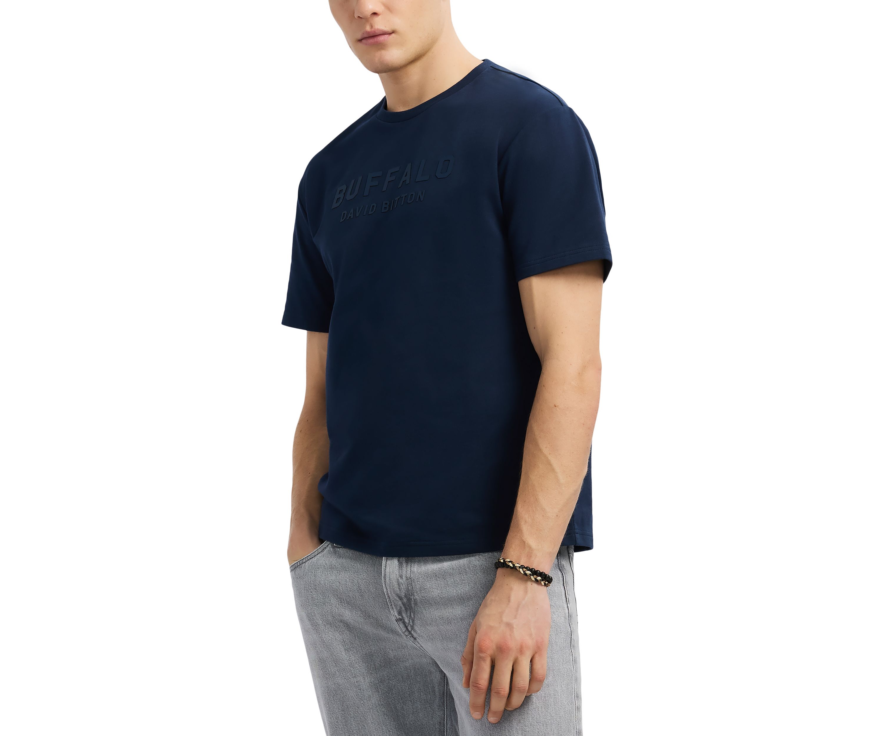 Mens Tomba Graphic T-Shirt with Raised Logo Print, Whale