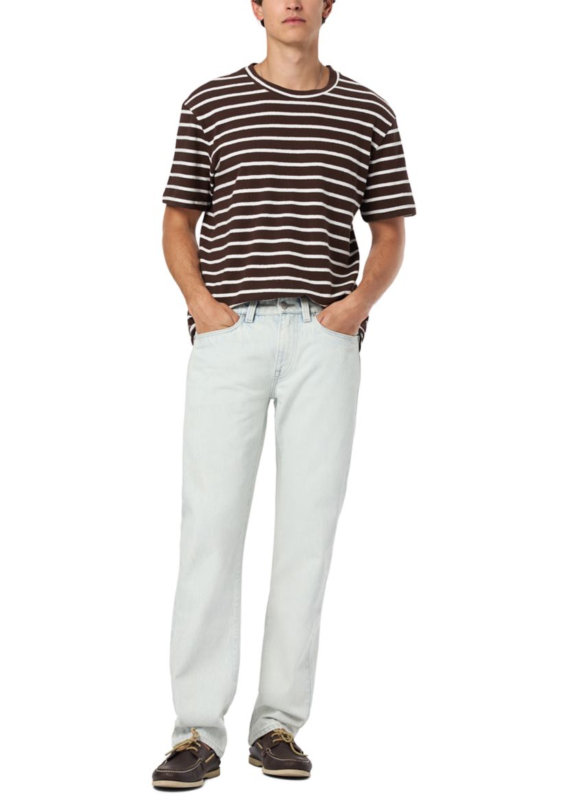 Mens Kosta Short-Sleeve Crewneck Striped Top, Milk