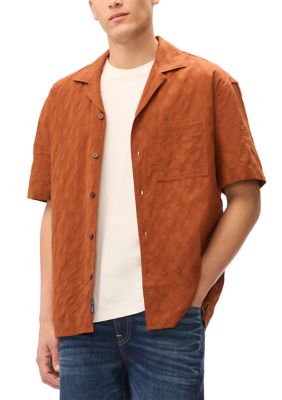 BUFFALO DAVID BITTON Men's Sonix Short Sleeve Camp Collar Shirt, Coconut Shell, XL