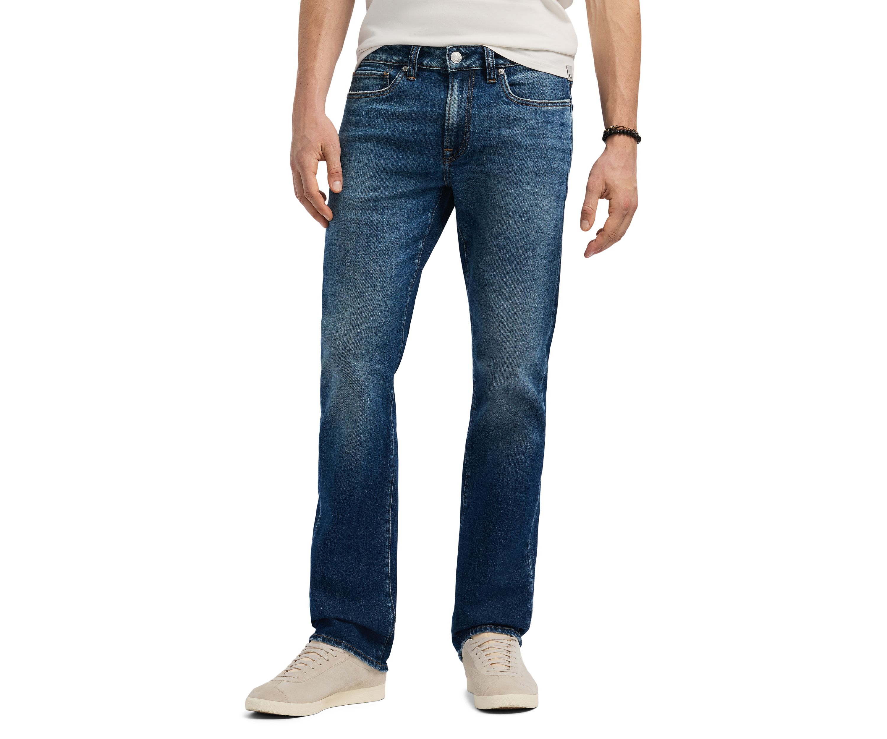 Relaxed Straight Driven Mens Jeans, Indigo Sanded