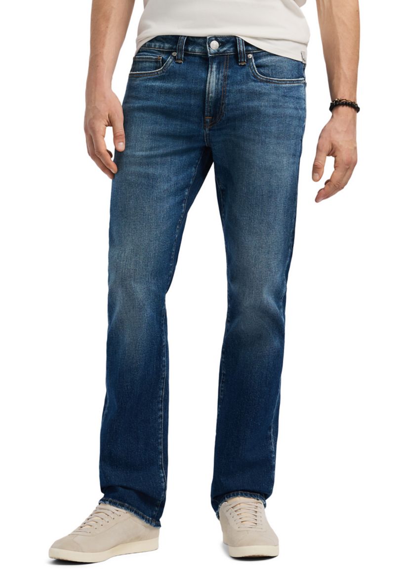 Relaxed Straight Driven Mens Jeans, Indigo Sanded
