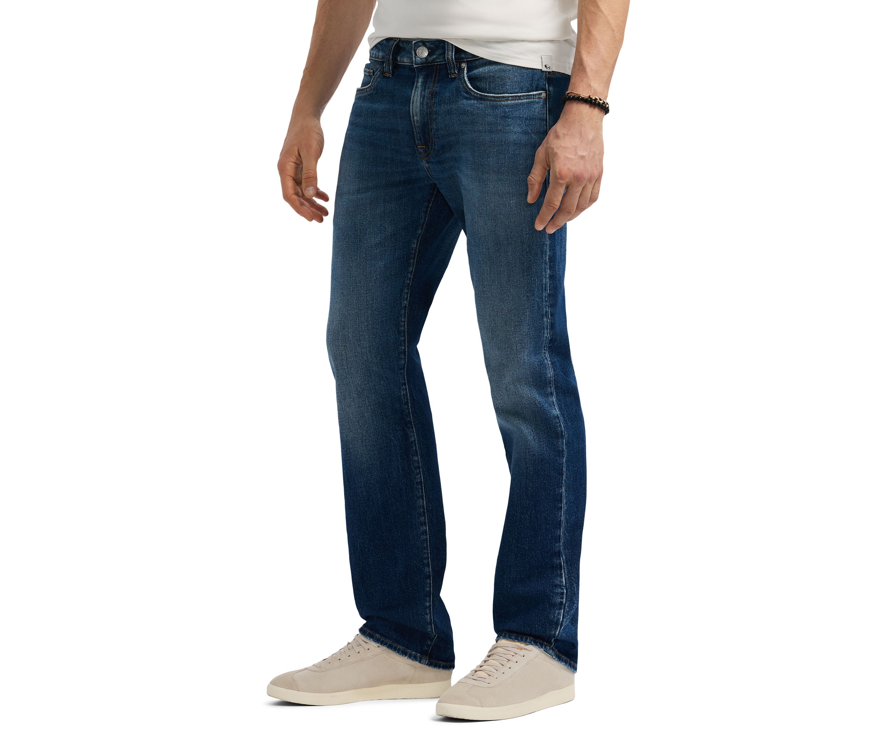 Relaxed Straight Driven Mens Jeans, Indigo Sanded