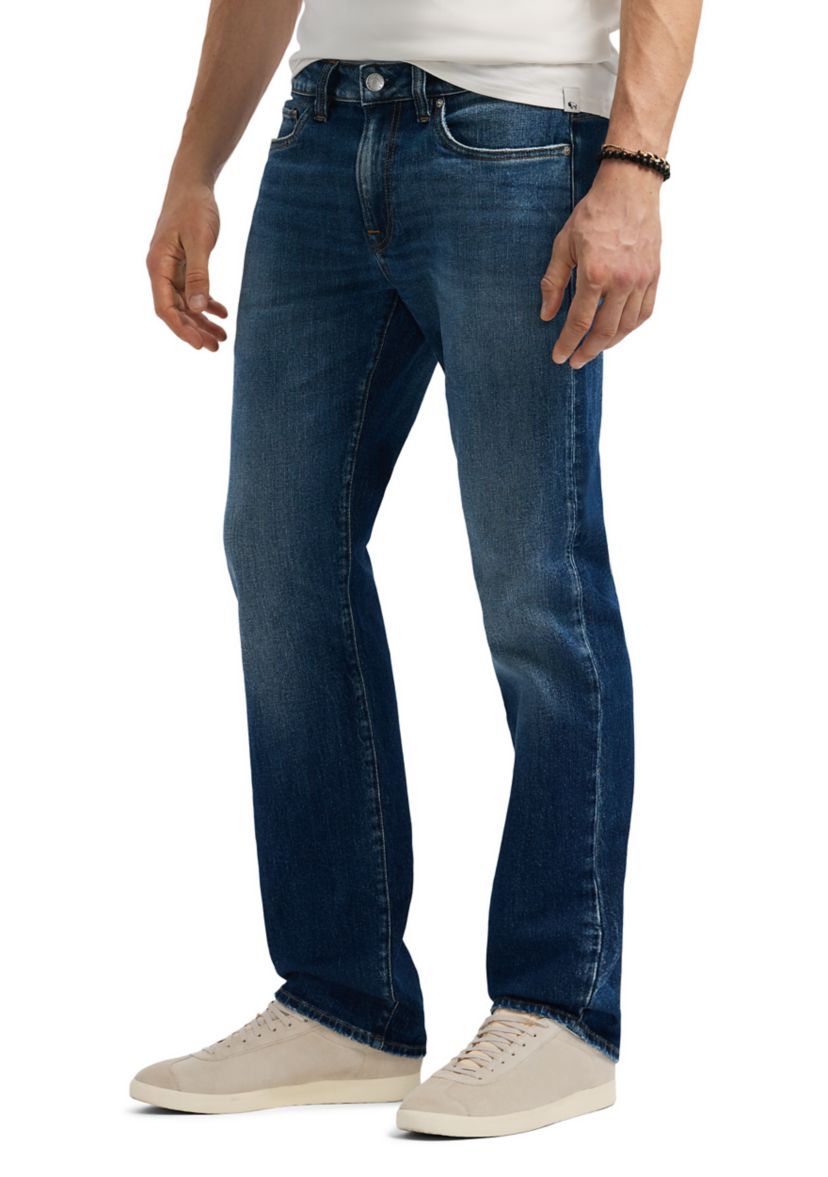 Relaxed Straight Driven Mens Jeans, Indigo Sanded
