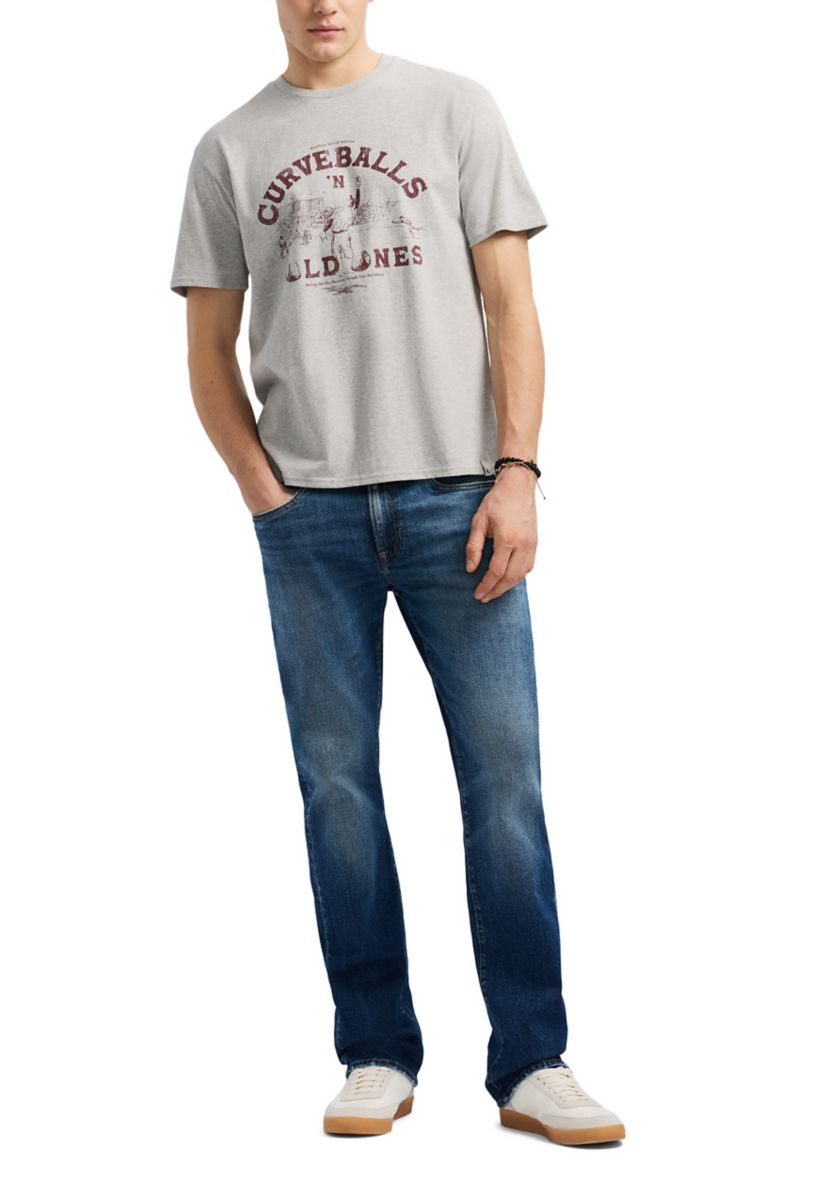 Relaxed Straight Driven Mens Jeans, Indigo Sanded