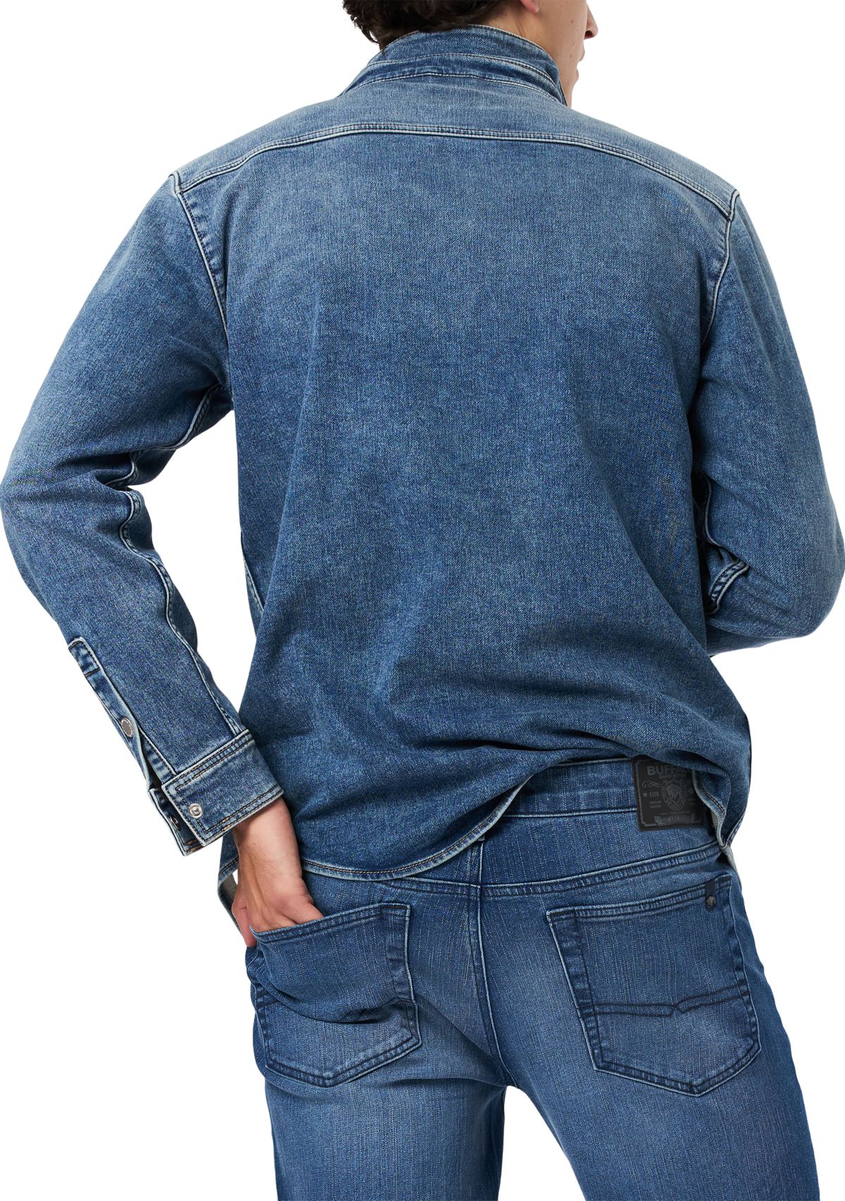 Mens Shane Denim Shirt, Sanded And Vintage Blue