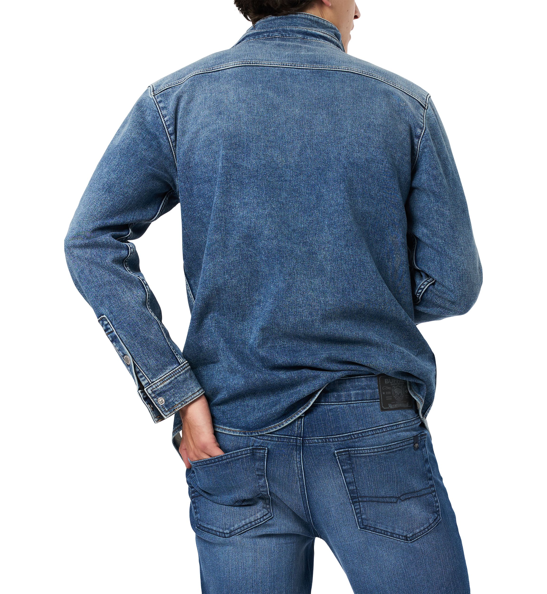 Mens Shane Denim Shirt, Sanded And Vintage Blue