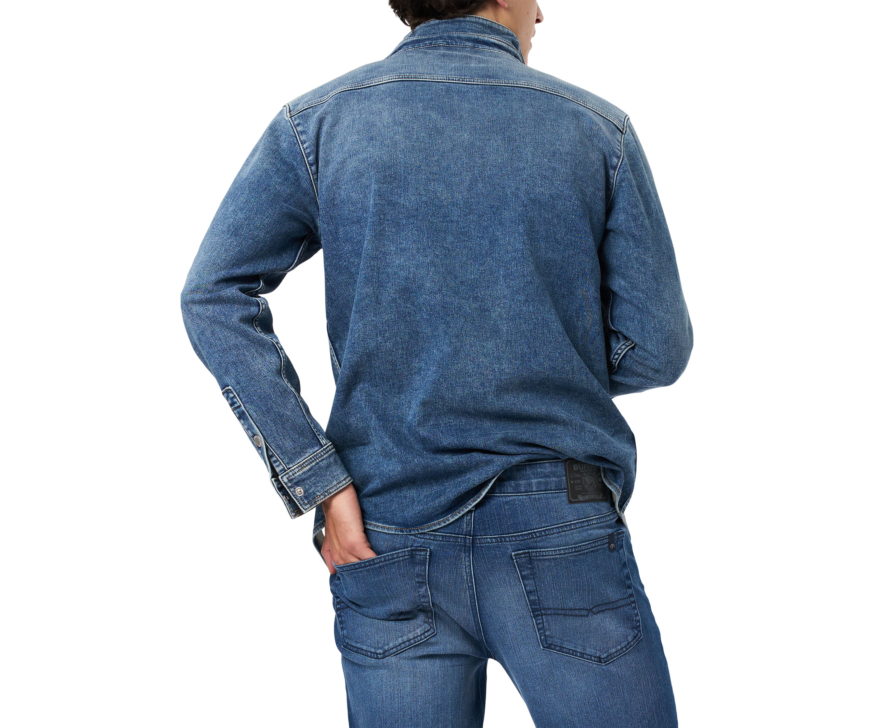 Mens Shane Denim Shirt, Sanded And Vintage Blue