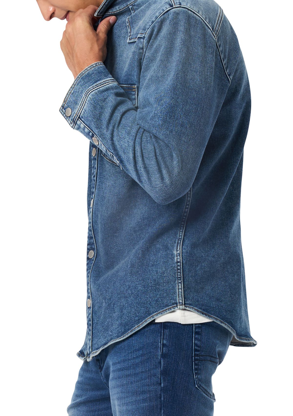 Mens Shane Denim Shirt, Sanded And Vintage Blue