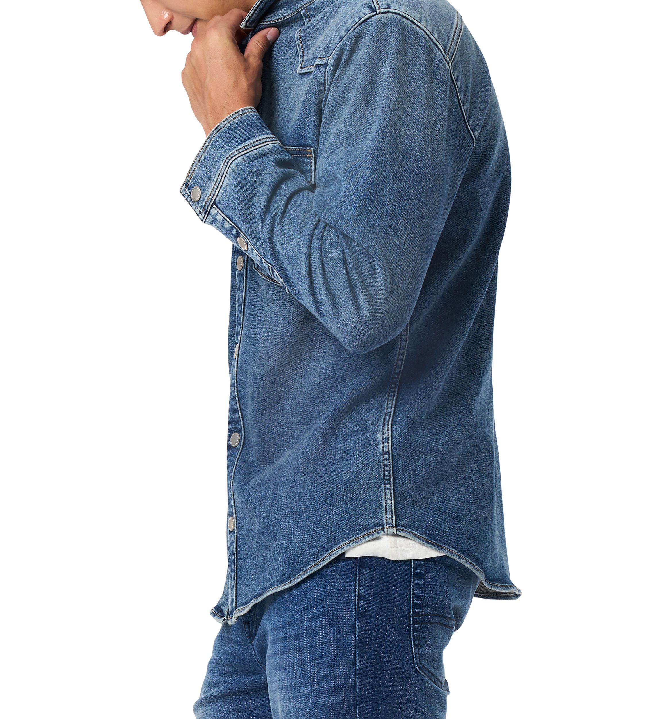 Mens Shane Denim Shirt, Sanded And Vintage Blue