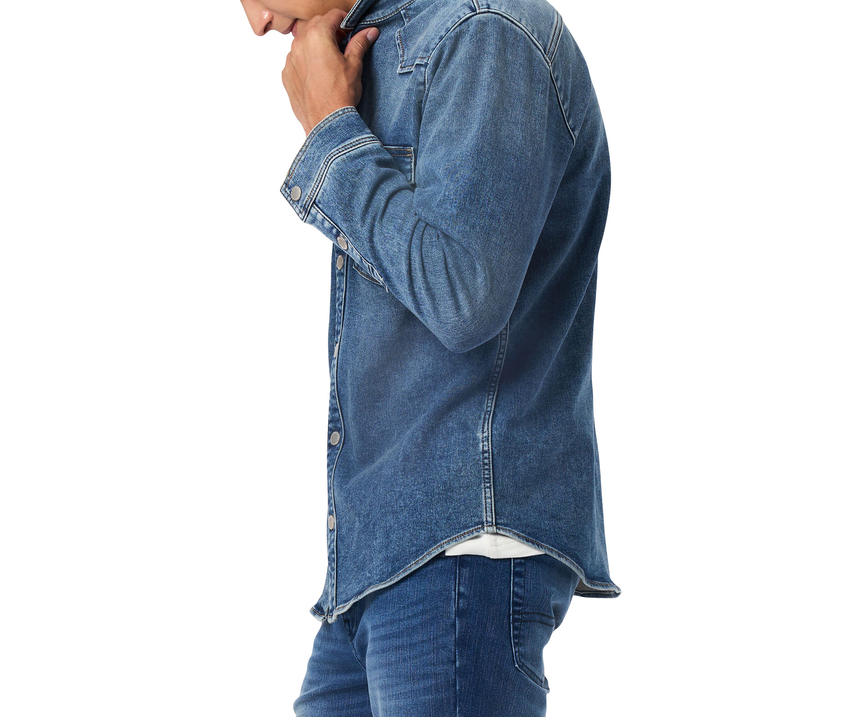 Mens Shane Denim Shirt, Sanded And Vintage Blue