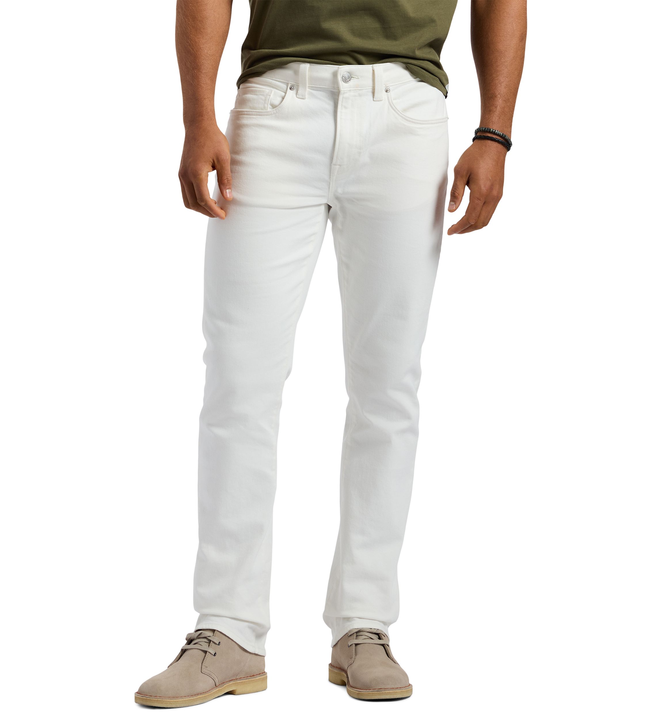 Mens Straight Six Jeans, White