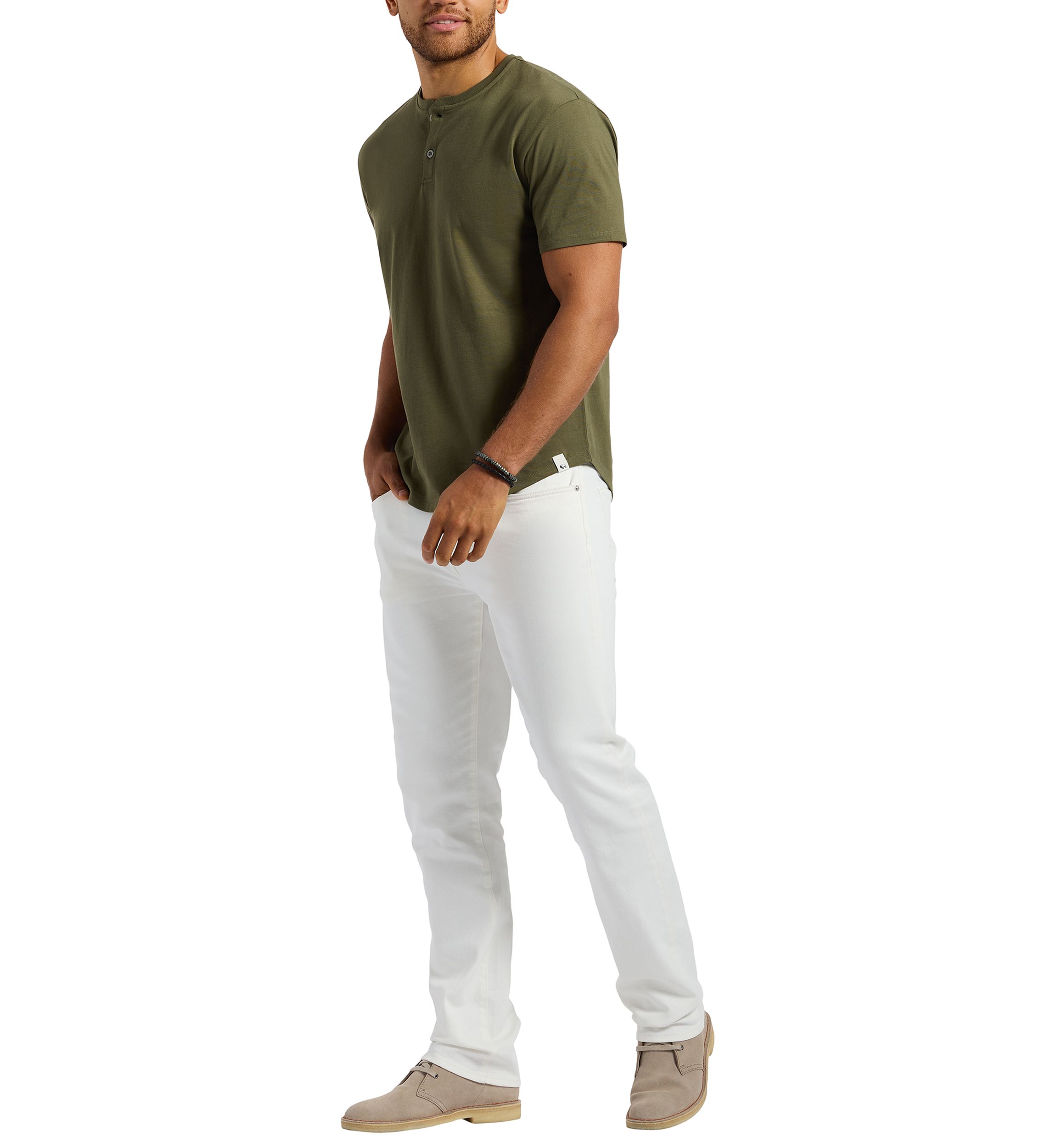 Mens Straight Six Jeans, White