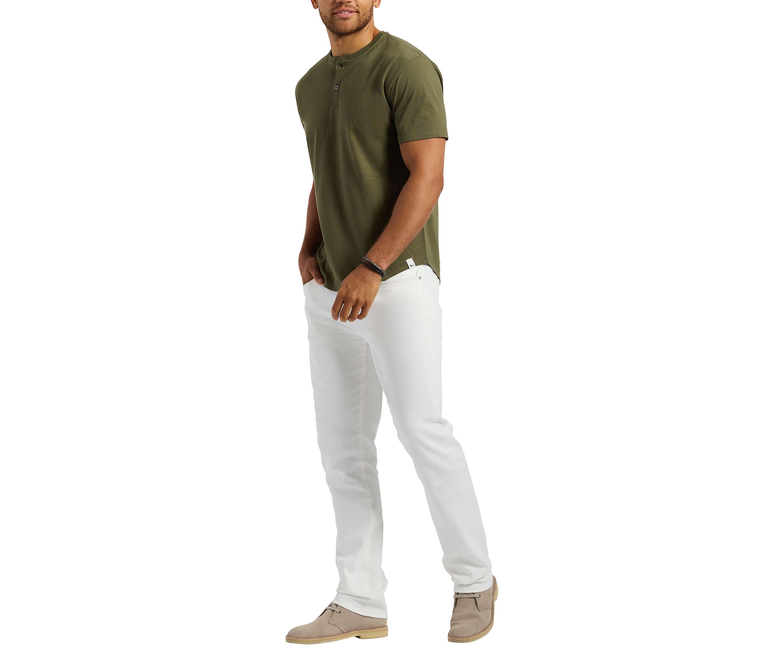Mens Straight Six Jeans, White