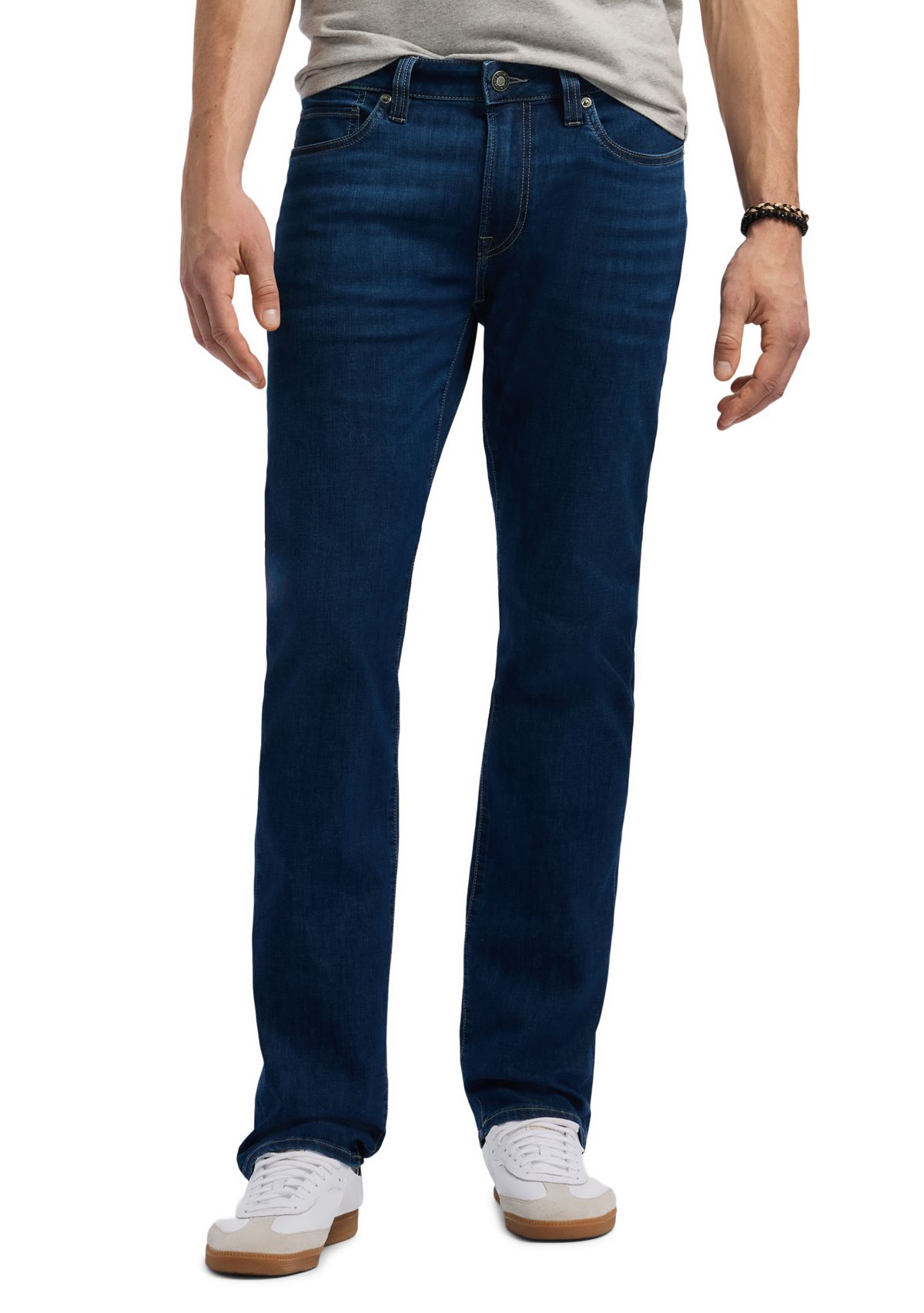 Mens Straight Six Jeans, Authentic Worked Indigo