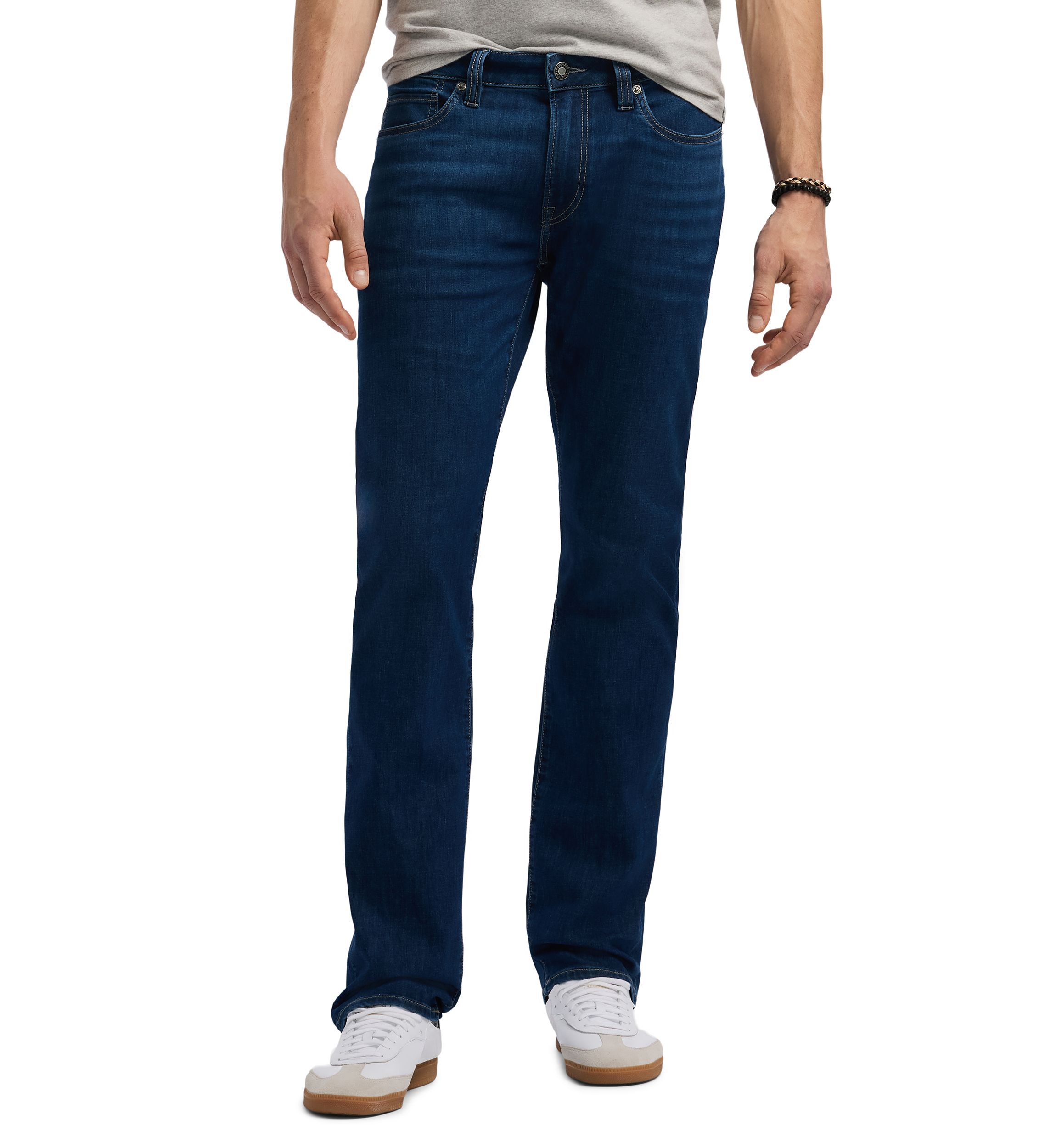 Mens Straight Six Jeans, Authentic Worked Indigo