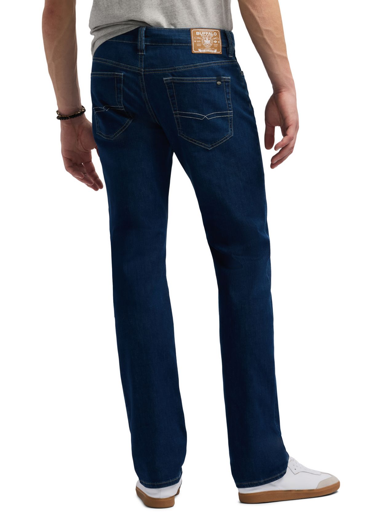 Mens Straight Six Jeans, Authentic Worked Indigo