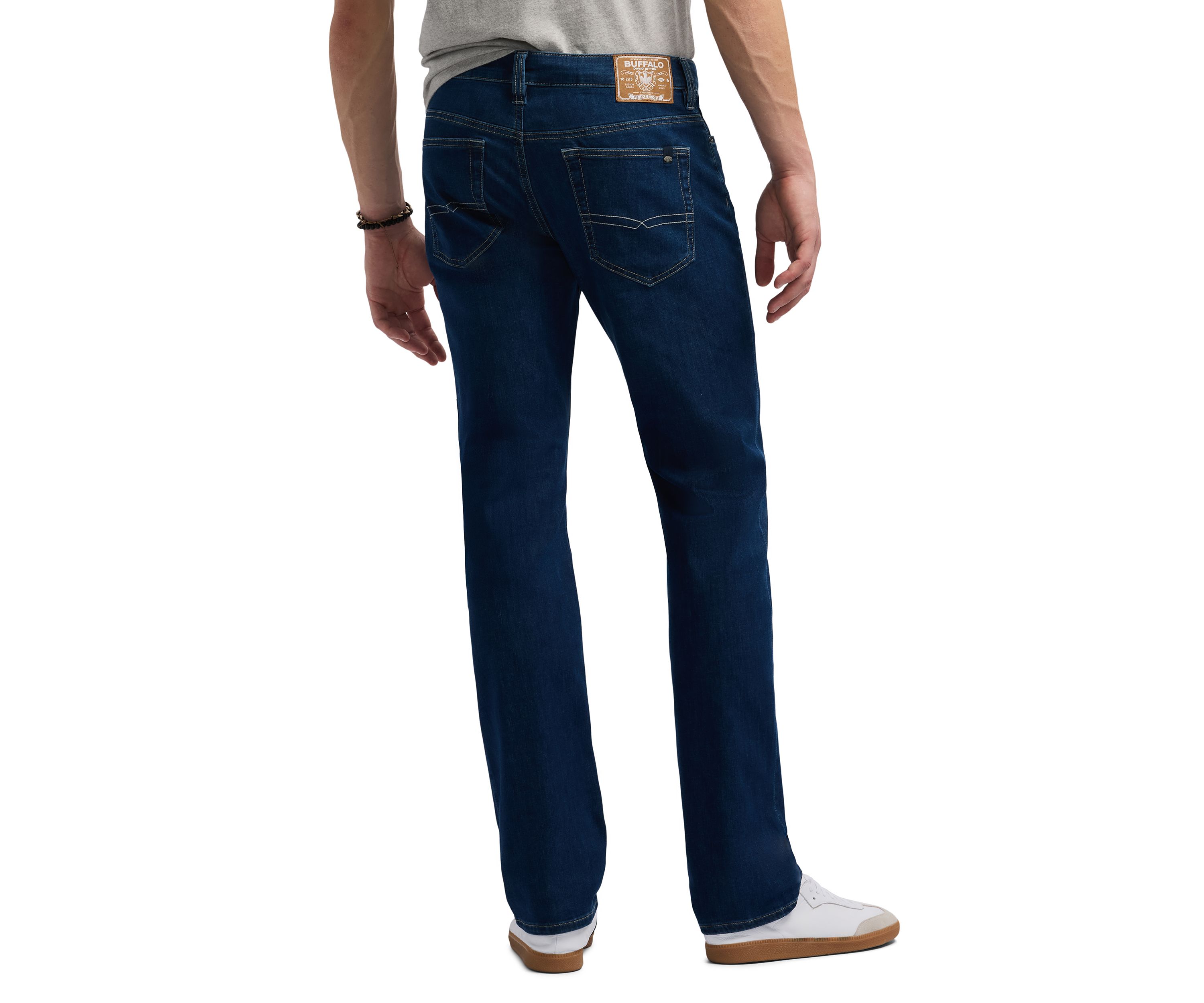 Mens Straight Six Jeans, Authentic Worked Indigo