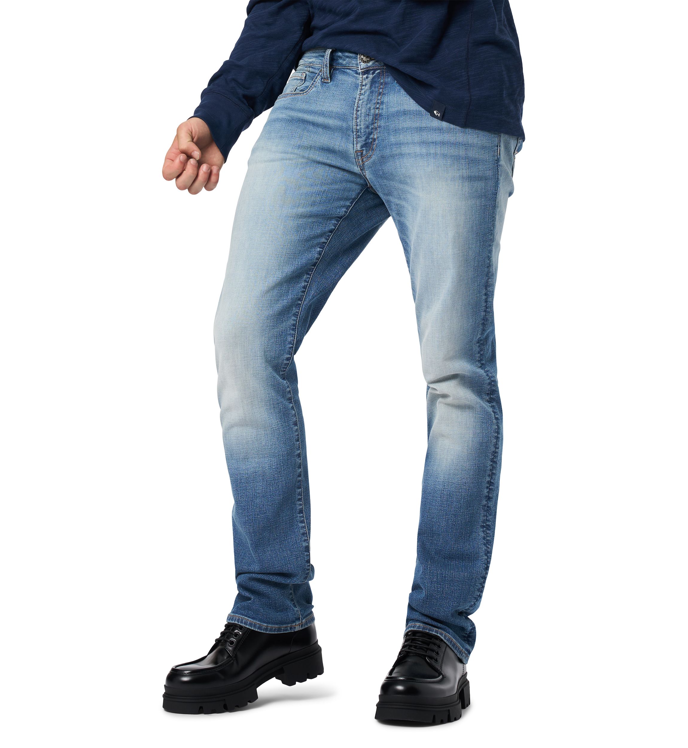 Mens Straight Six Jeans, Sanded Blue