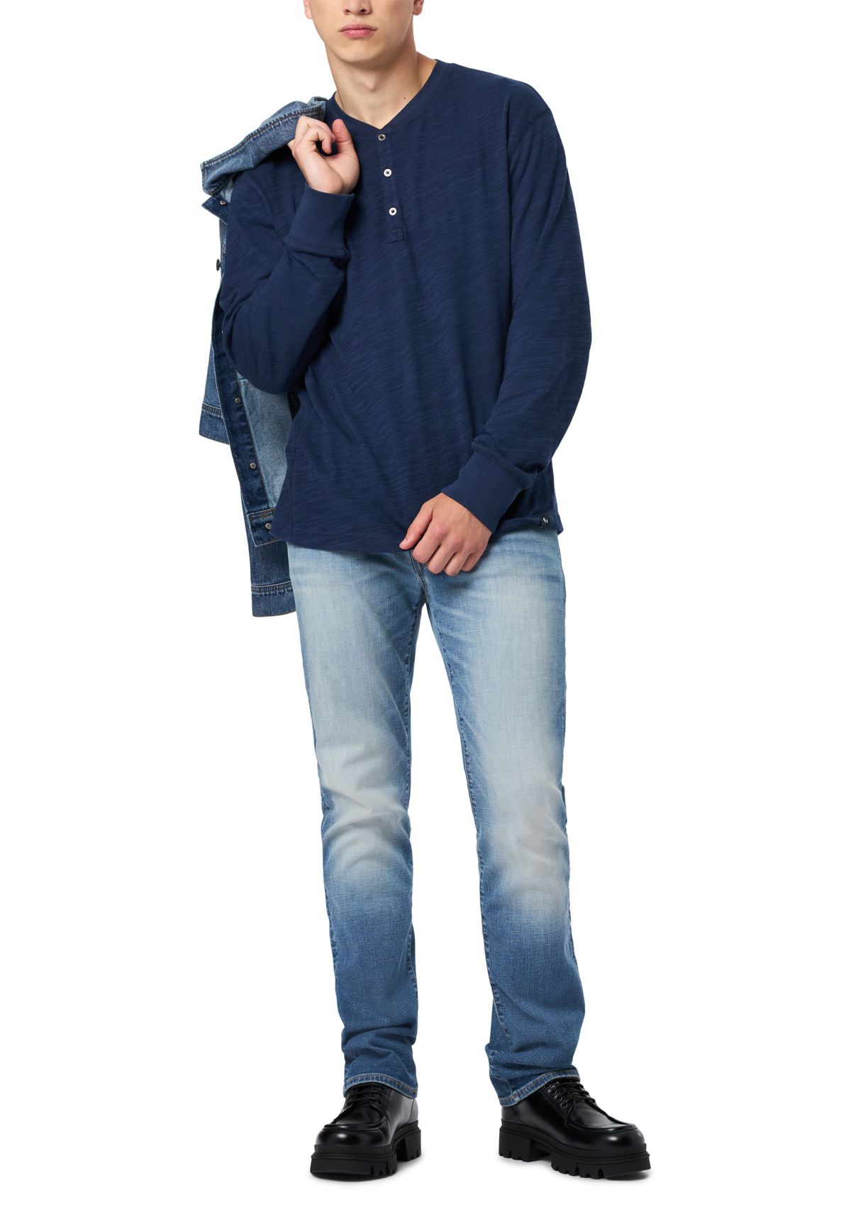 Mens Straight Six Jeans, Sanded Blue