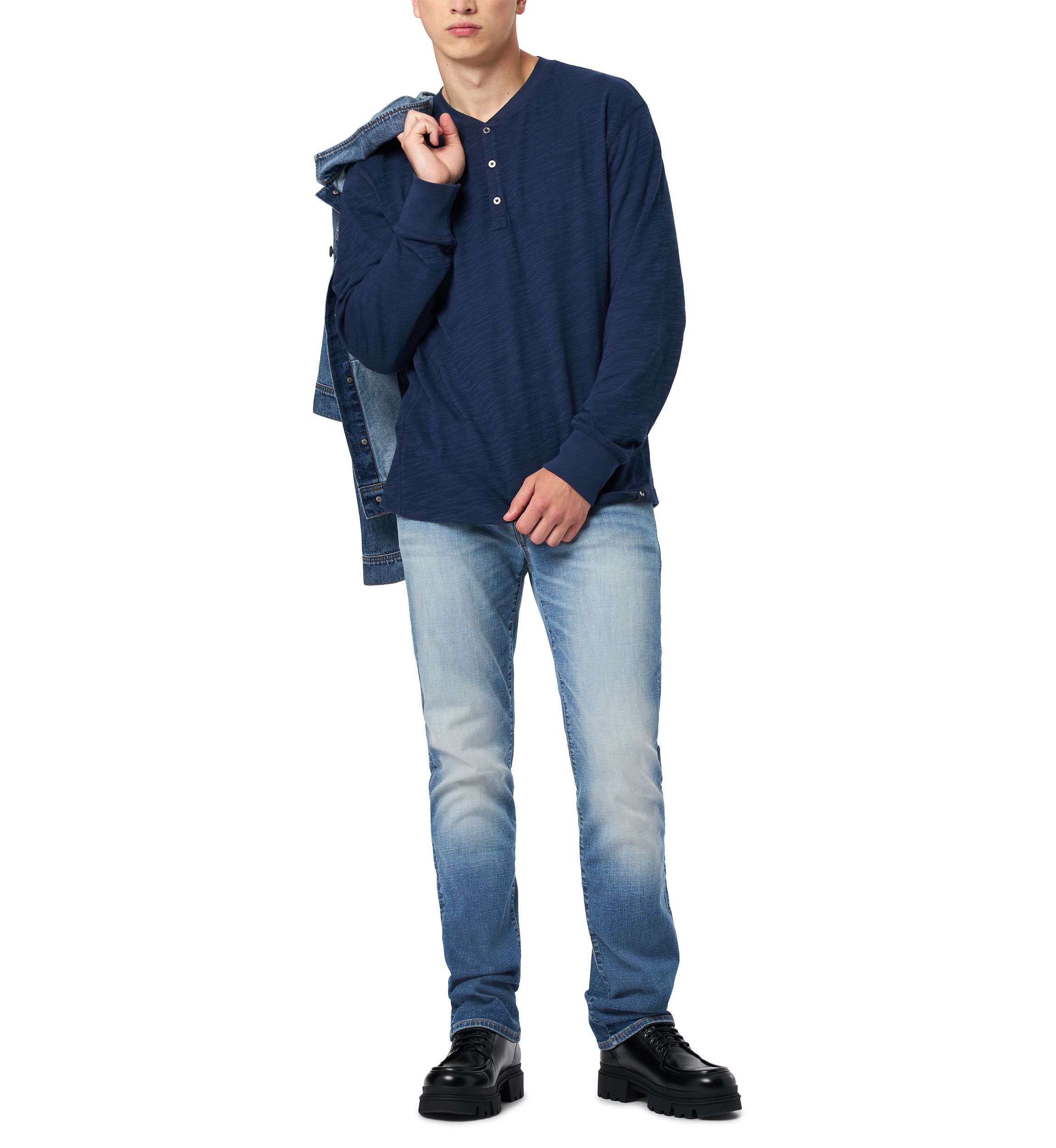 Mens Straight Six Jeans, Sanded Blue