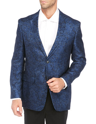 Blue/red 40 Regular Polo Assn U.S Mens Fancy Jacquard Dinner Jacket Blazer