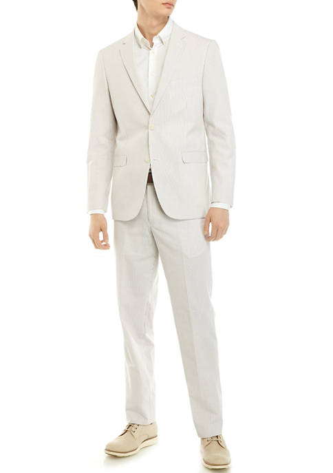 Adolfo Men's Tan/White Seersucker Suit | belk