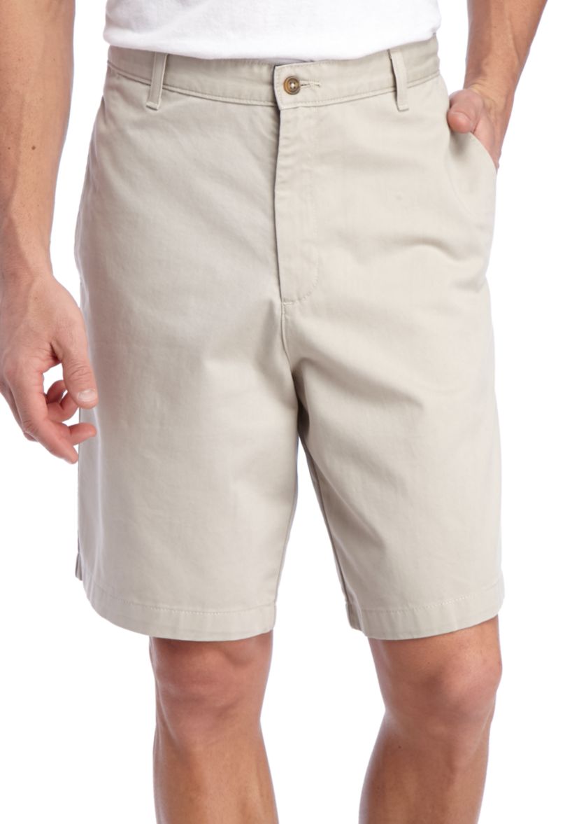 9-in Flat Front Twill Shorts