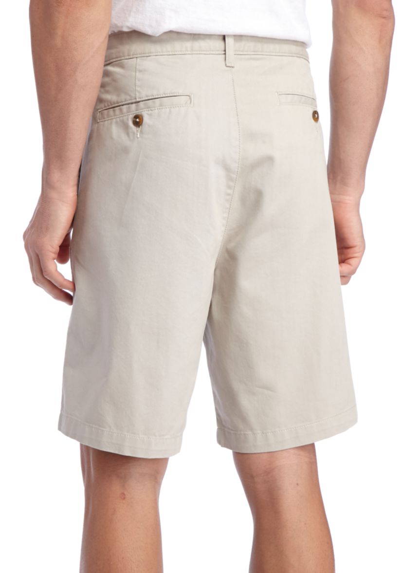 9-in Flat Front Twill Shorts