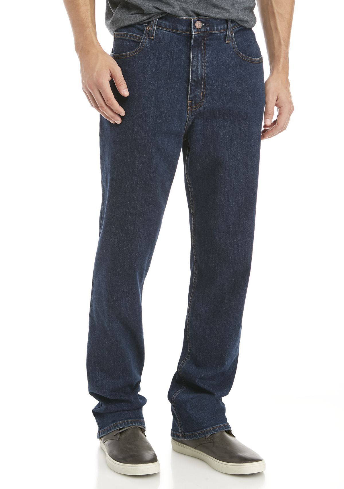 Stretch 5-Pocket Relaxed Dark Wash Jeans