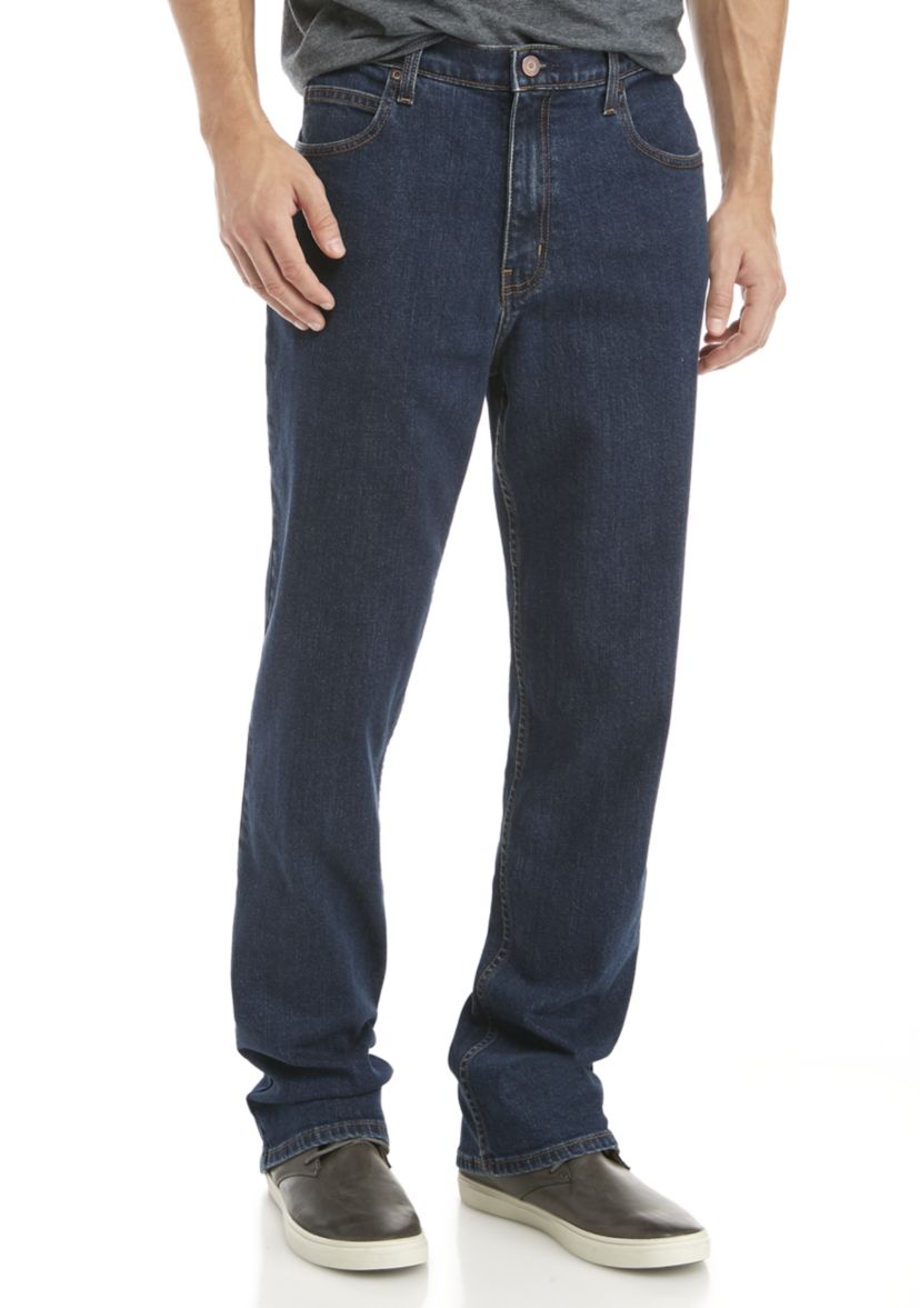 Stretch 5-Pocket Relaxed Dark Wash Jeans