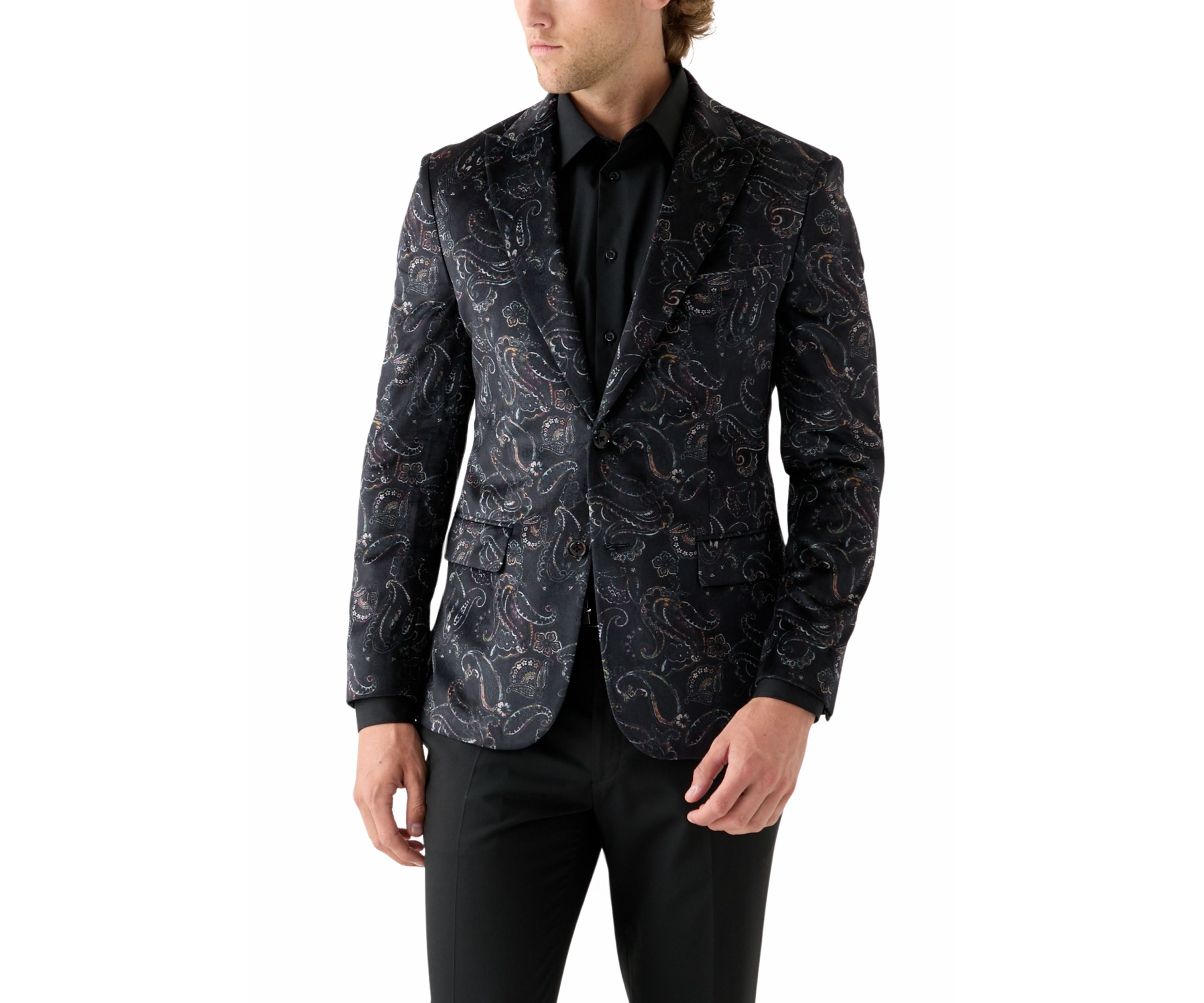 Mens Printed Paisley Velvet Sportcoat
