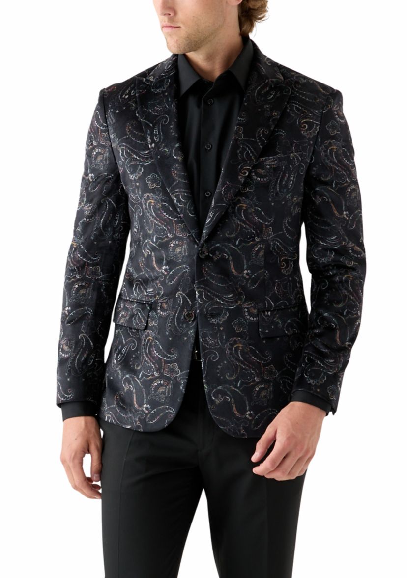 Mens Printed Paisley Velvet Sportcoat