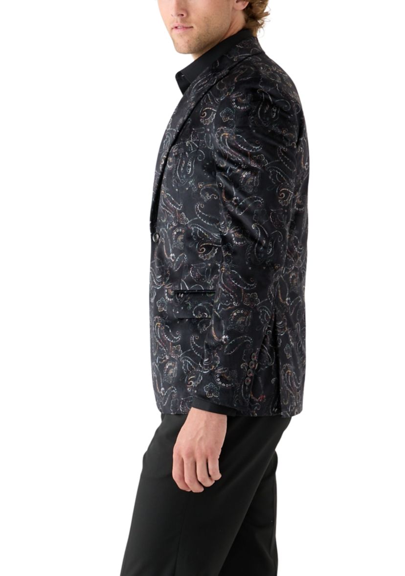 Mens Printed Paisley Velvet Sportcoat