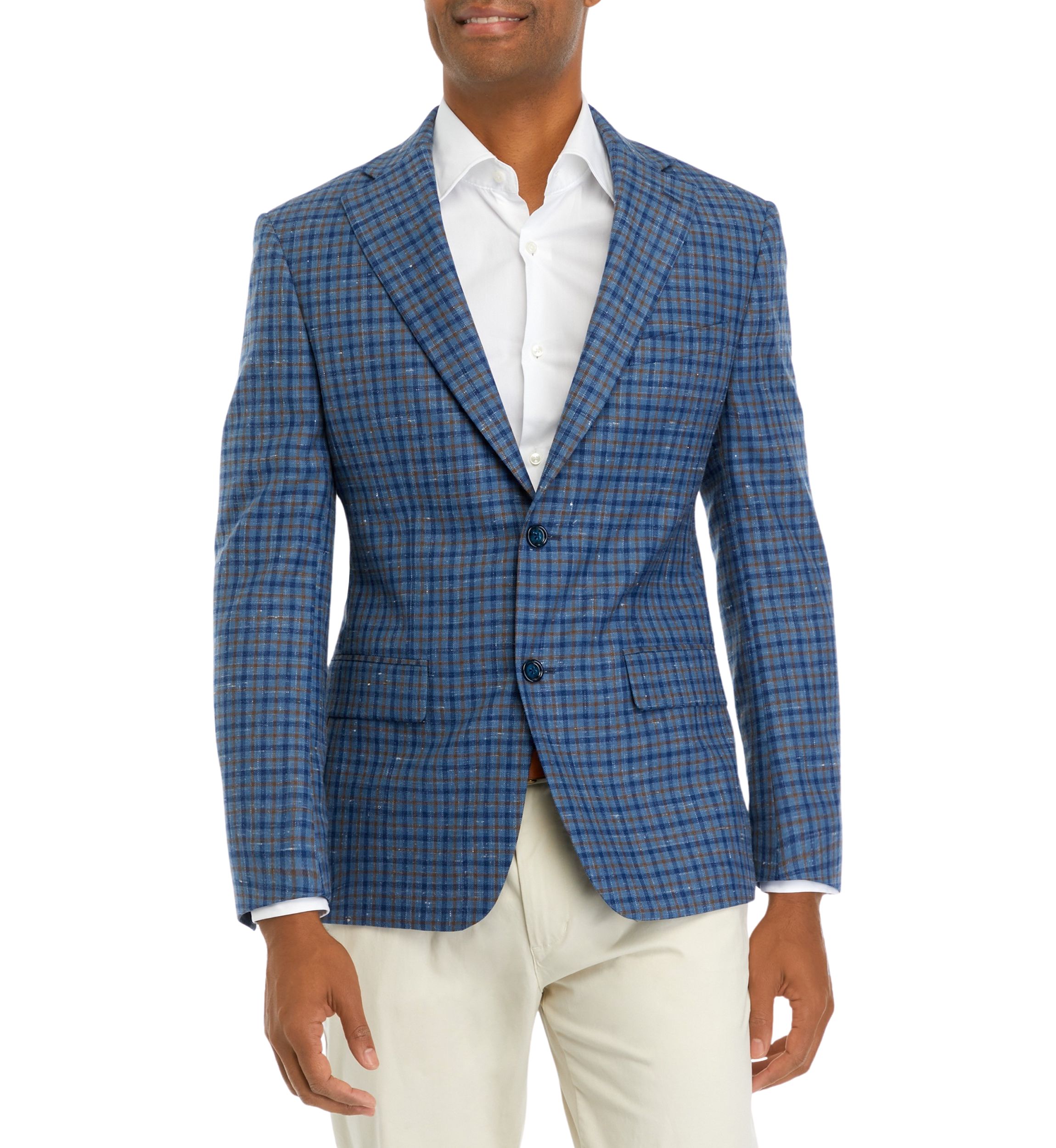 Blue Navy Tan Check Sportcoat