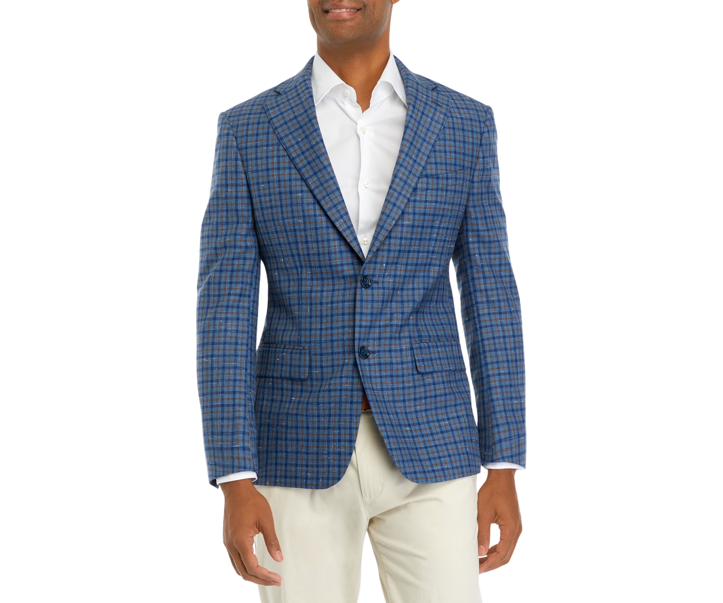 Blue Navy Tan Check Sportcoat