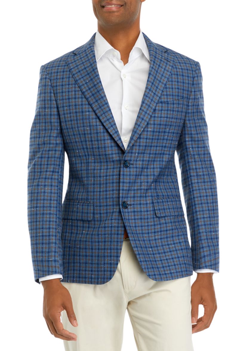 Blue Navy Tan Check Sportcoat