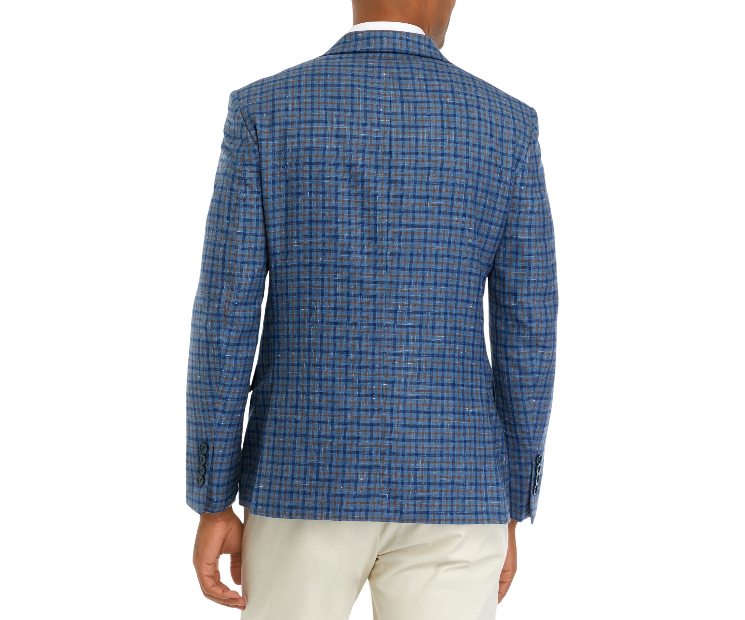 Blue Navy Tan Check Sportcoat