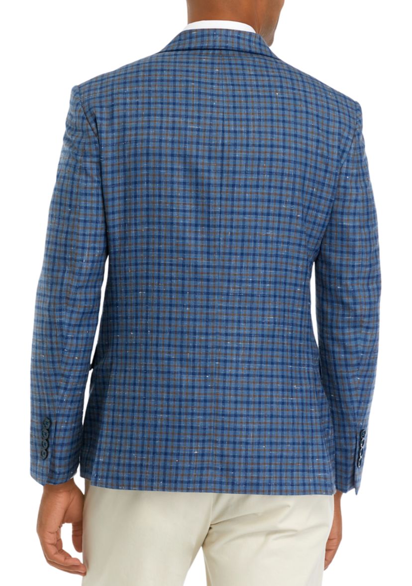 Blue Navy Tan Check Sportcoat